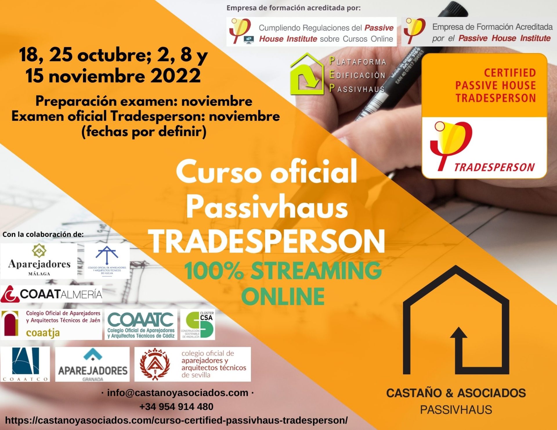 Curso oficial Passivhaus Tradesperson online 100% streaming en directo - CASTAÑO&ASOCIADOS PASSIVHAUS